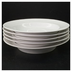 Hvide dybe middagstallerkener, 5 stk, dybe (str. 22 x 3 cm)