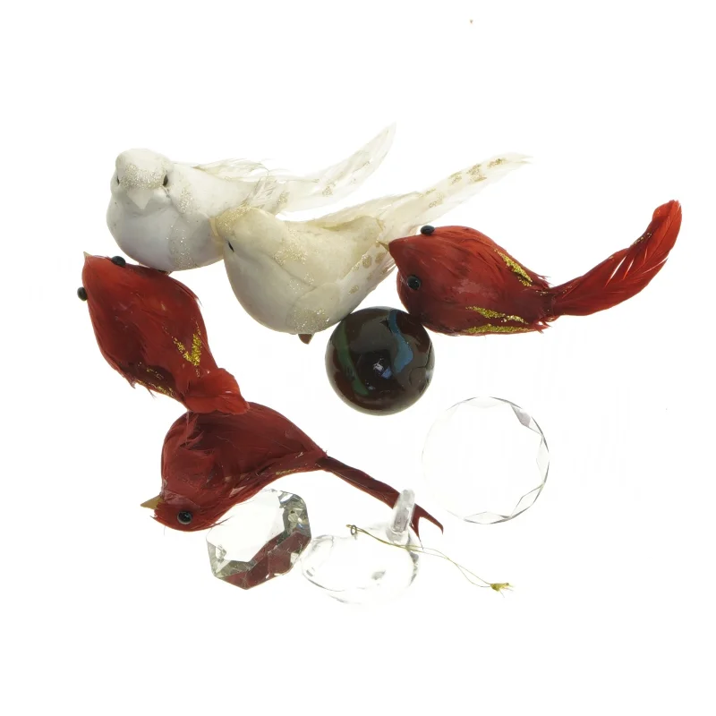 Dekorationsfugle med krystaller (str. 3-10 cm)