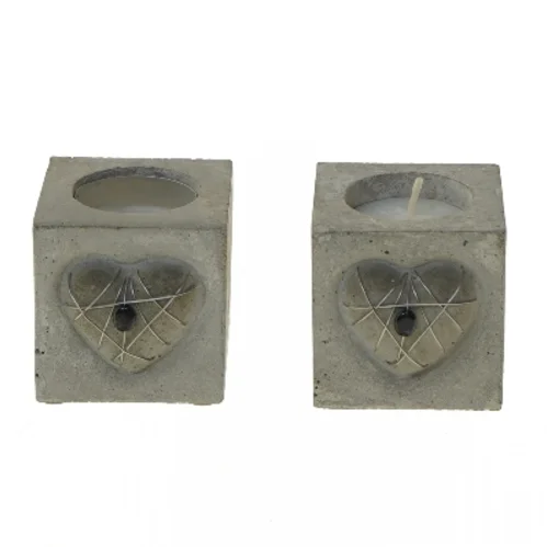 Betonlysestager Hjärtans Lust fra Annica Vallin (str. 6x6x6 cm)