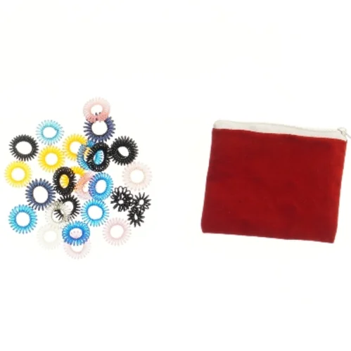 Samling af spiralelastikker med rød opbevaringspose (str. 13x10,5 cm)