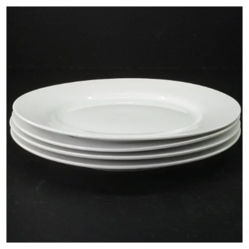 Hvide porcelænsmiddagstallerkner, 4 stk (str. 23 x 3 cm)