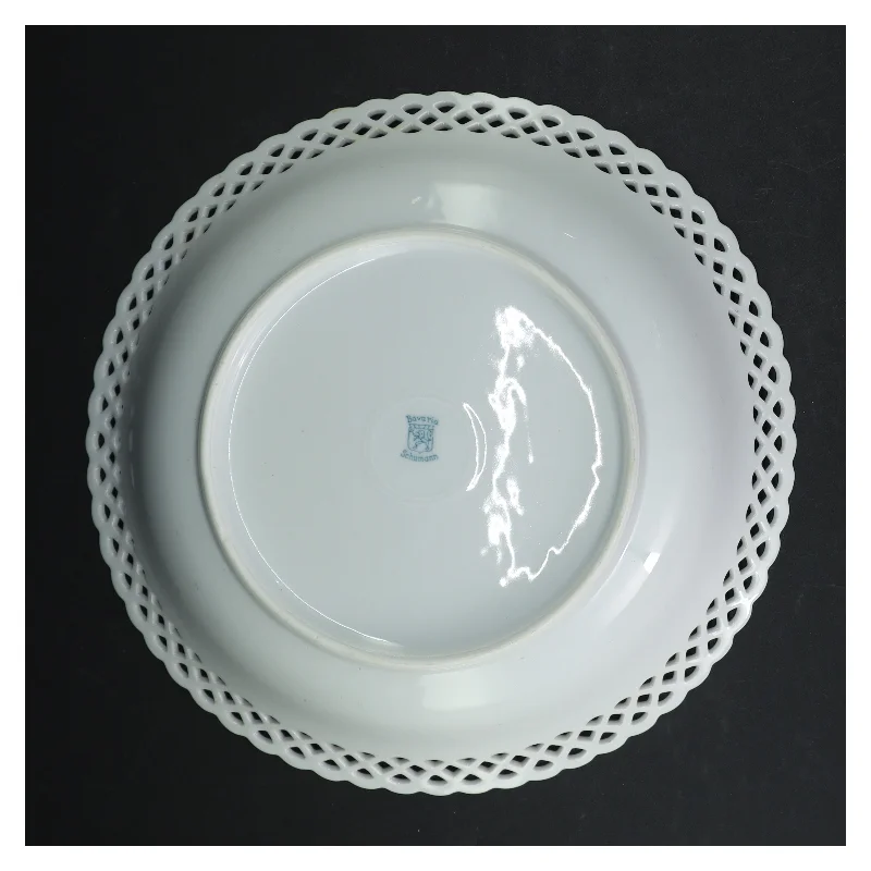 Porcelænsfad med frugtmotiv og gennembrudt kant   fra Bavaria (str. Ø. 25 cm)