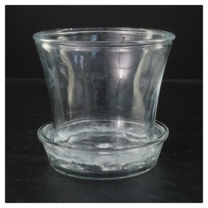 Glasurtepotte med underskål (str. Ø 15 cm)