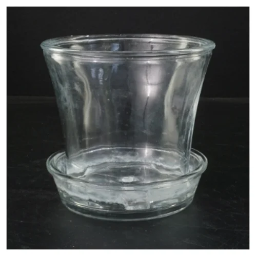 Glasurtepotte med underskål (str. Ø 15 cm)