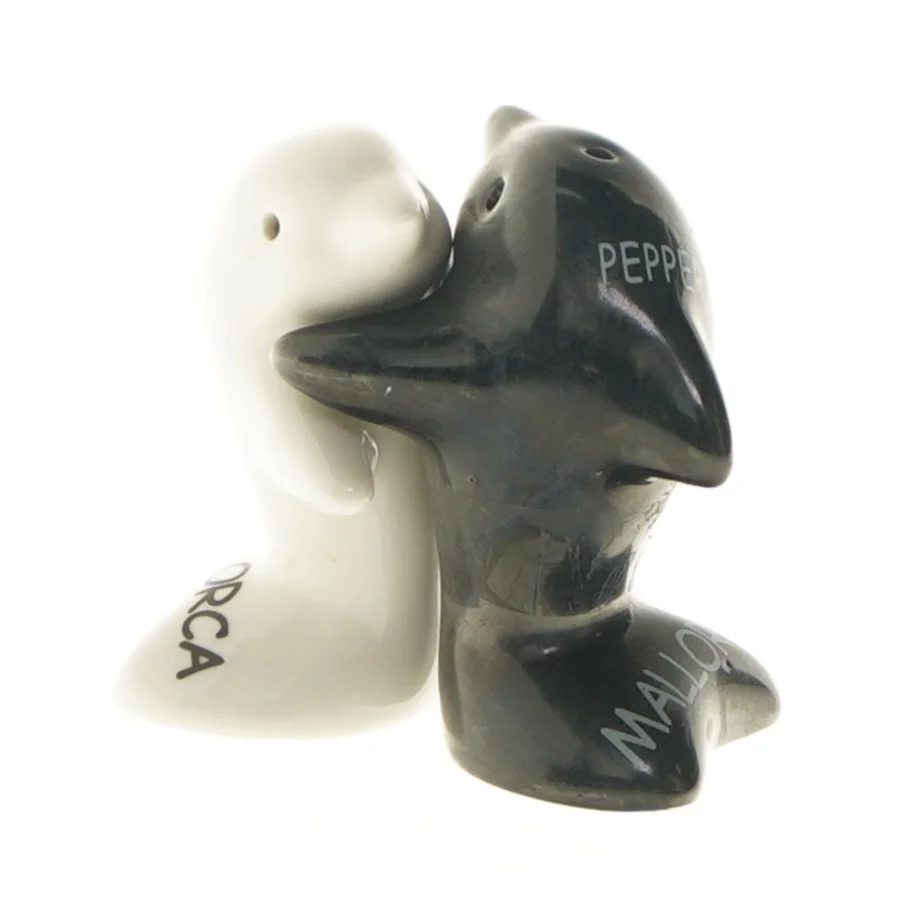 Sæt salt- og peberbøsser i form af delfiner (str. 8,5 cm)