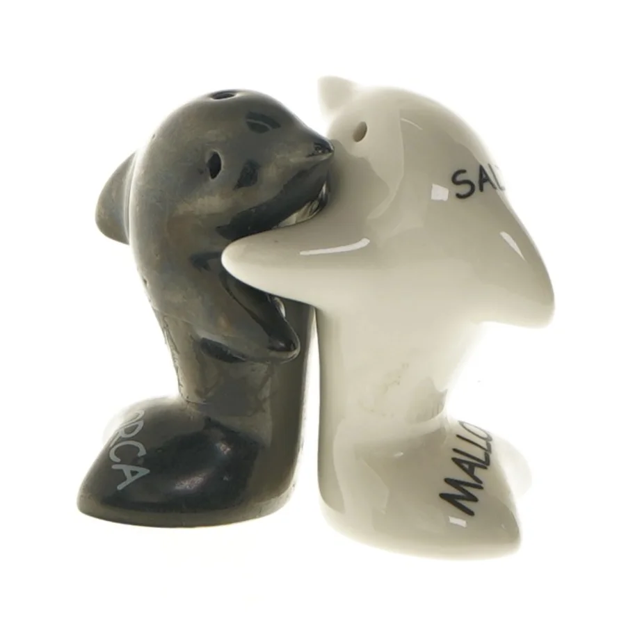 Sæt salt- og peberbøsser i form af delfiner (str. 8,5 cm)