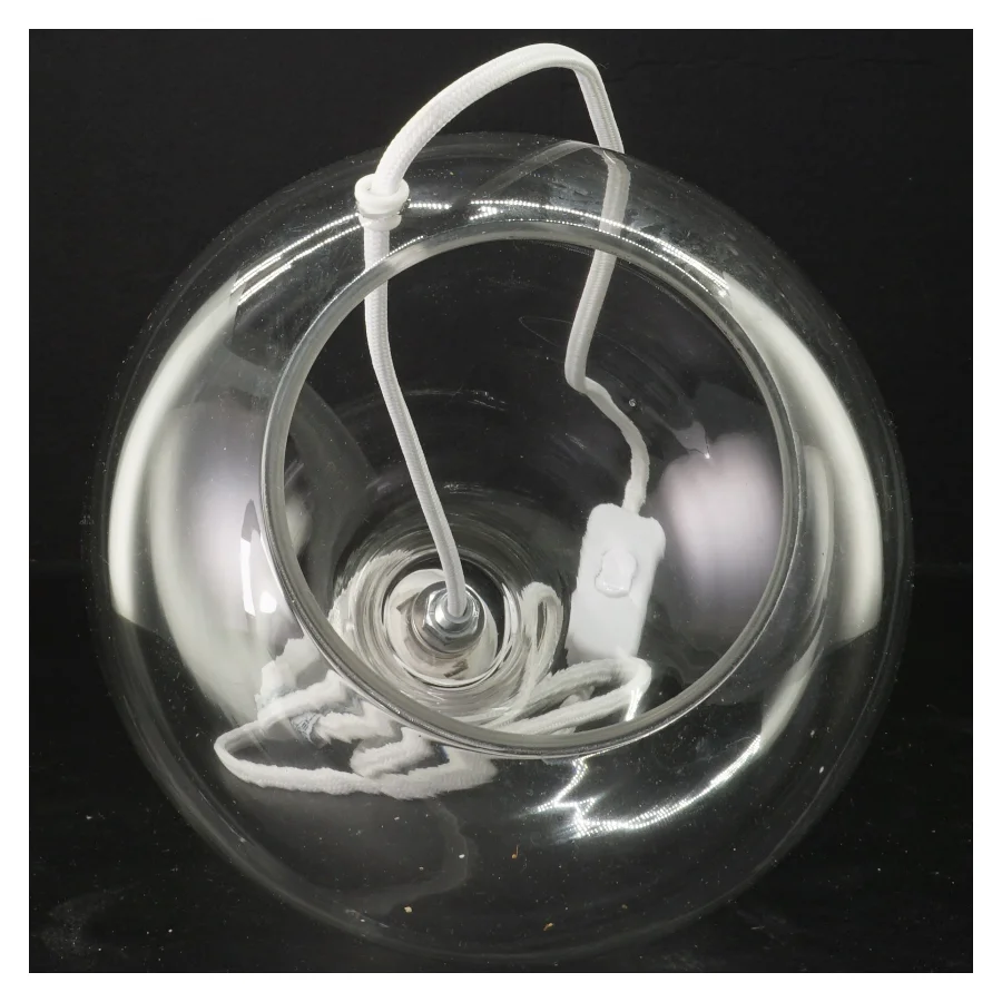 Elegant glaslampe med stofledning (str. Ø 20 cm)