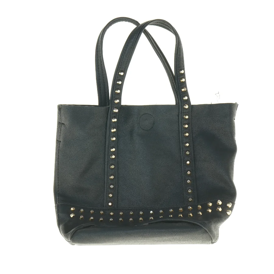 Sort taske med nitter (str. 32 x 24 x 11 cm)