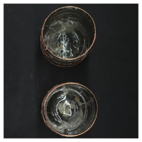 To Rustikke glaskrukker med net (str. 10x8 cm)