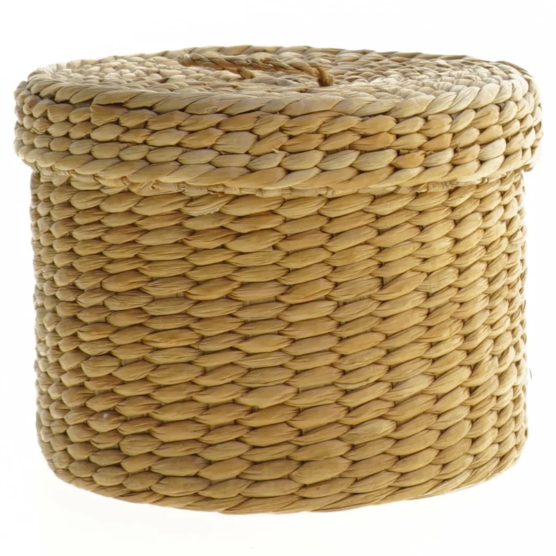 Rund kurv med låg (str. Ø. 13 cm. længde. 11 cm)