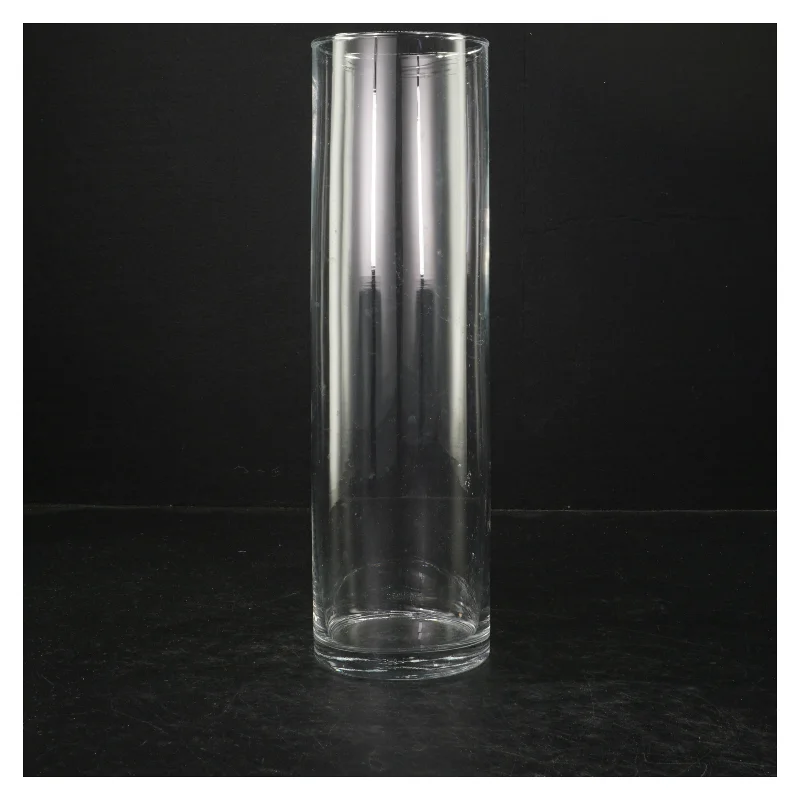 Cylindrisk glasvase (str. Ø. 8 cm. Højde 28 cm)
