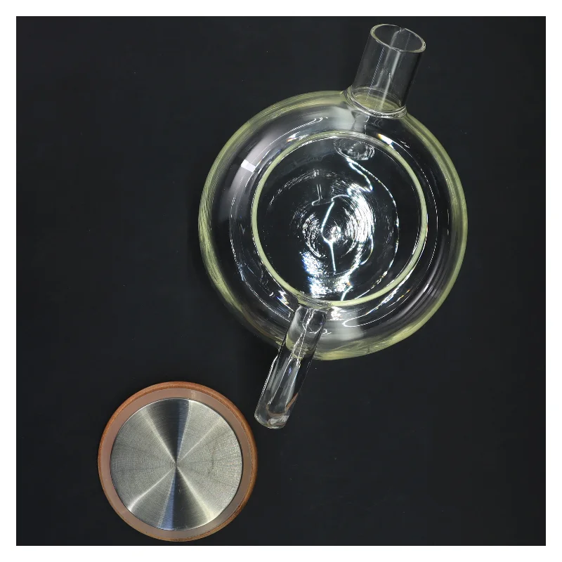 Glas tekande med træ låg (str. 22x12 cm)