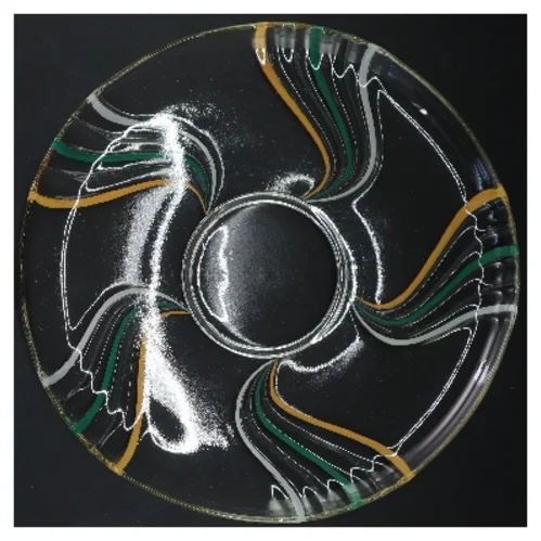 Glasfad med farvede striber (str. Ø 28,5 cm)