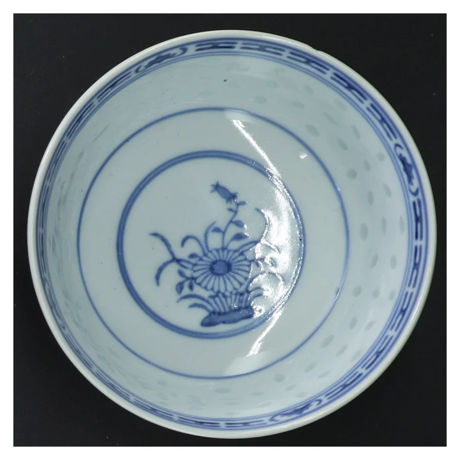 Kinesisk Porcelæn skål med blå mønster (str. Ø 11,5 cm)