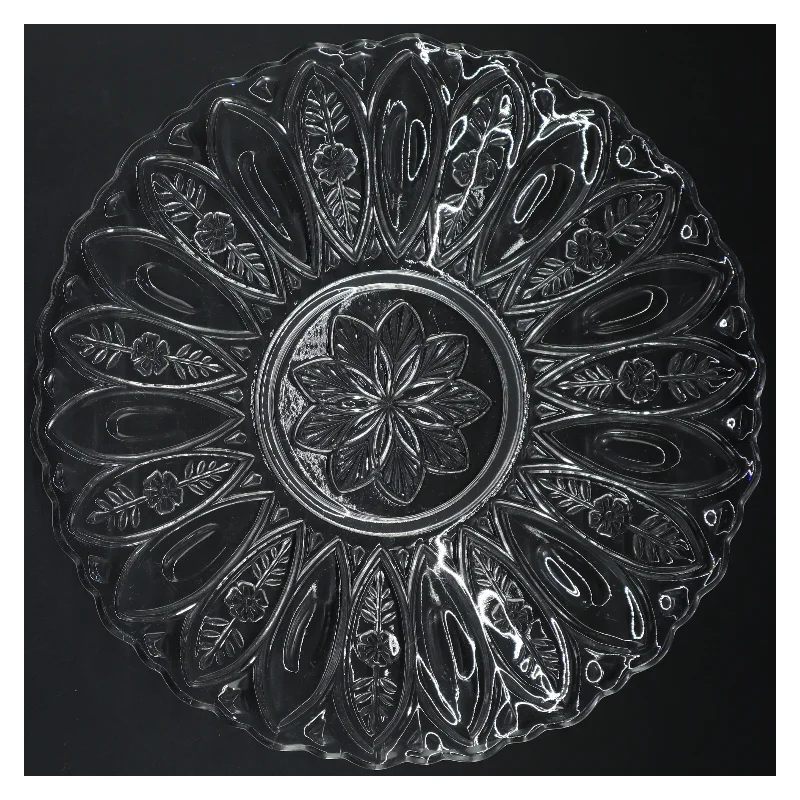 Glasfad med blomstermønster (str. Ø 30,5 cm)