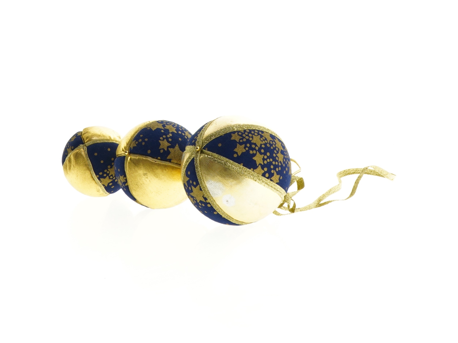 Blå og guld julekugler (str. 5 cm 6,5 cm 7 cm)