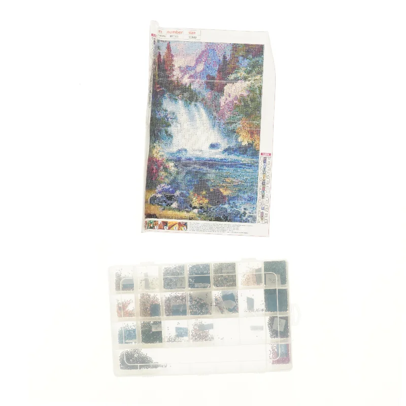 Diamant broderingssæt med vandfaldsmotiv (str. 40x30 cm)
