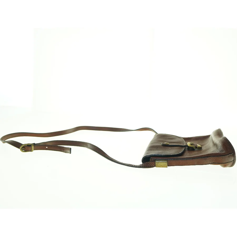 Lædertaske med lang rem (str. 20 x, 20 x 8 cm uden rem)