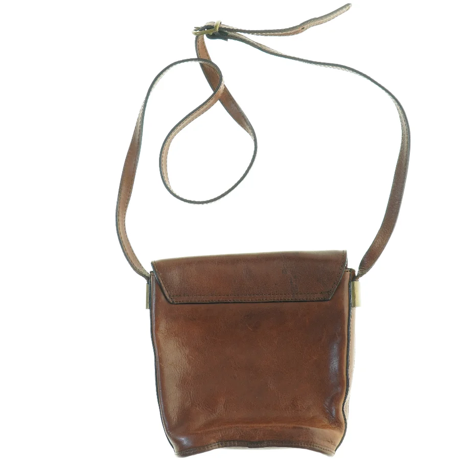 Lædertaske med lang rem (str. 20 x, 20 x 8 cm uden rem)