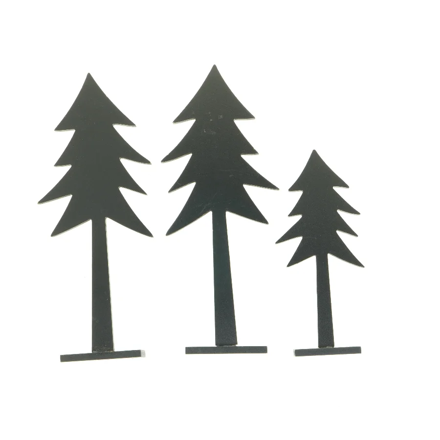 Sorte træ juletræsfigurer (str. 36 x 15 x 5 cm og 26 x 11 x 5 cm)