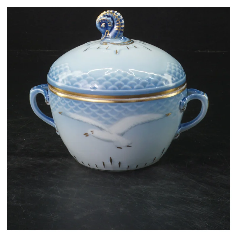 Mågestel sukkerskål med låg og måge design fra B&G (str. 12x14 cm)