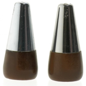 Salt- og pebersæt i metal og træ (str. 8 cm)