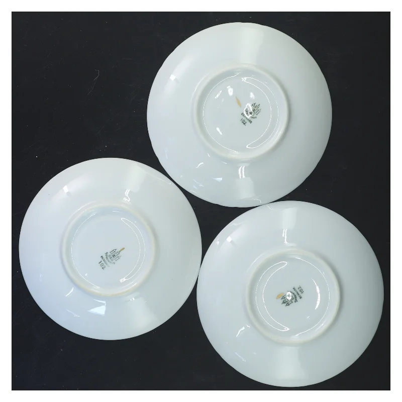 Mågestel Porcelæn tallerkener med guldkant (str. Ø 13,5 cm) fra B&G