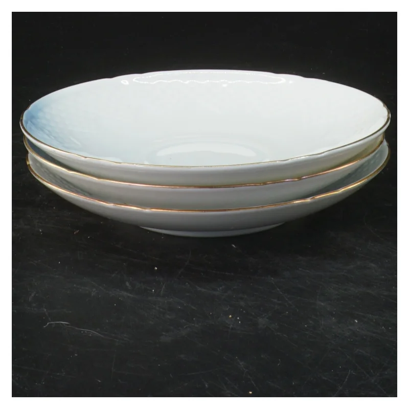 Mågestel Porcelæn tallerkener med guldkant (str. Ø 13,5 cm) fra B&G