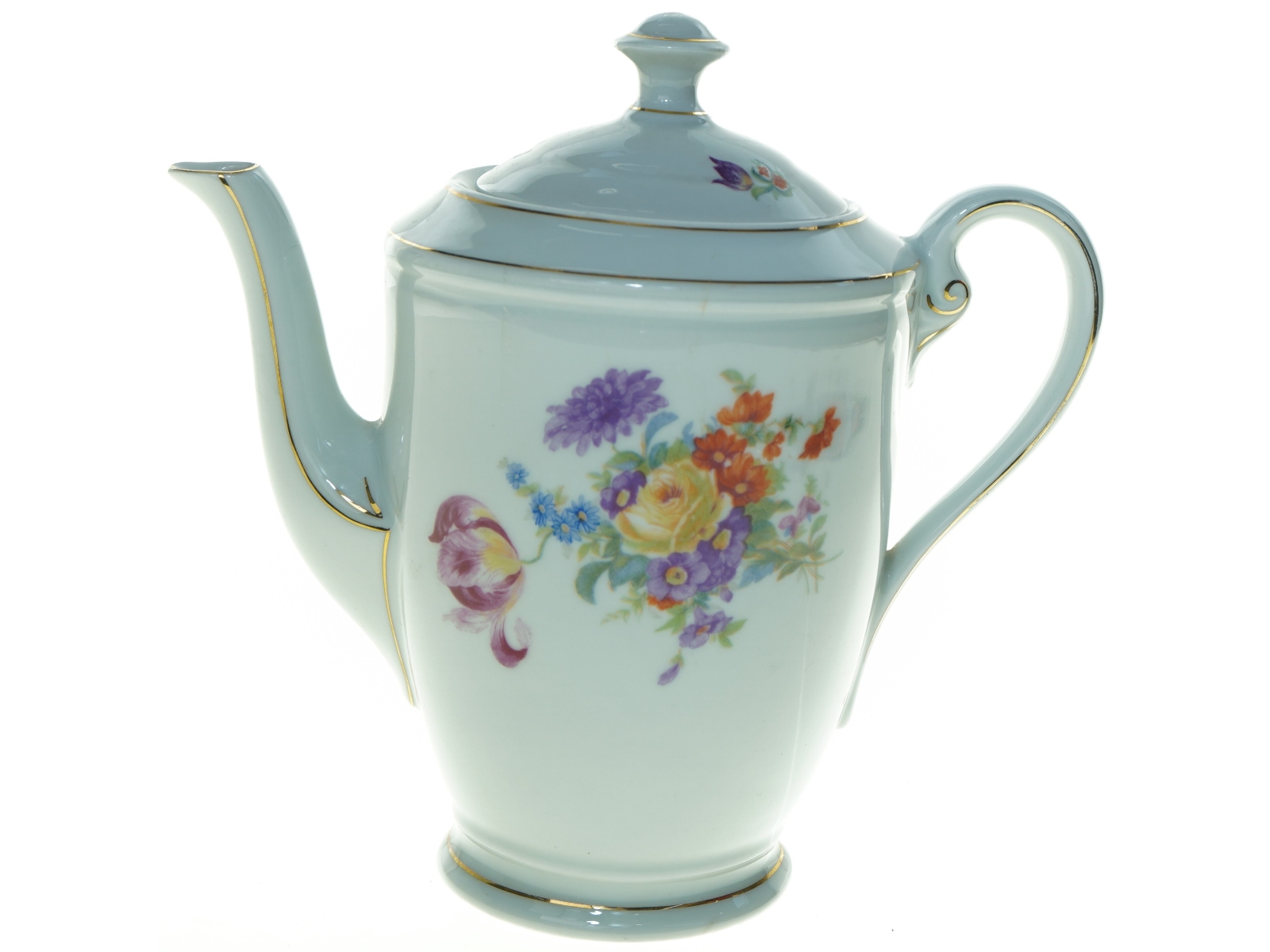 Vase? Porcelæn tekande med blomstermotiver (str. 20 x 14 cm)
