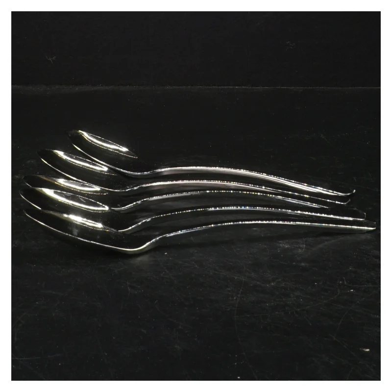 5 Sølvfarvede plastik skeer (str. 5 styk. 19 cm)