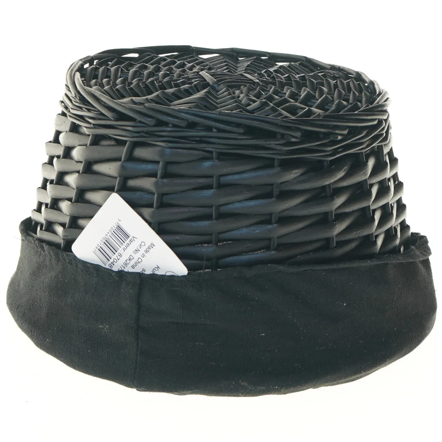 Rund fletkurv med stofindsats (str. Ø 30 cm)