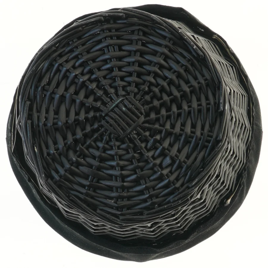 Rund fletkurv med stofindsats (str. Ø 30 cm)