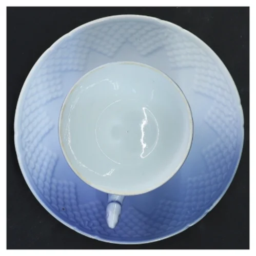 Mågestel Kaffekop med underkop fra B&G (str. 6,5x9,5&ø14 cm)