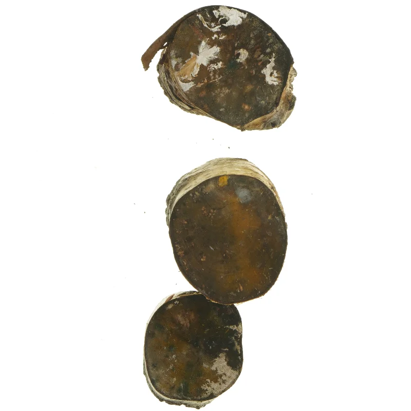 Sæt med tre lysestager i træ (str. 10-20 cm)