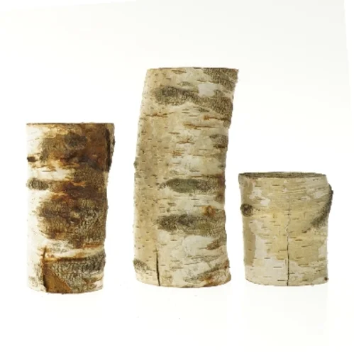 Sæt med tre lysestager i træ (str. 10-20 cm)