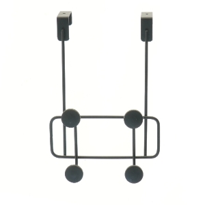 Sort dørkrog med knager (str. 29x18 cm)