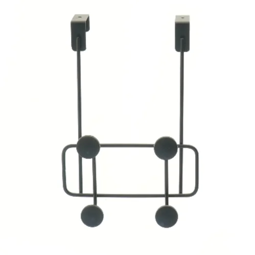 Sort dørkrog med knager (str. 29x18 cm)
