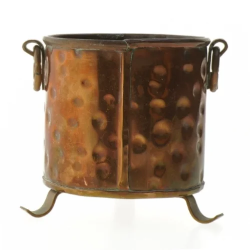 Kobber plantekrukke med ben (str. Ø 11 cm)