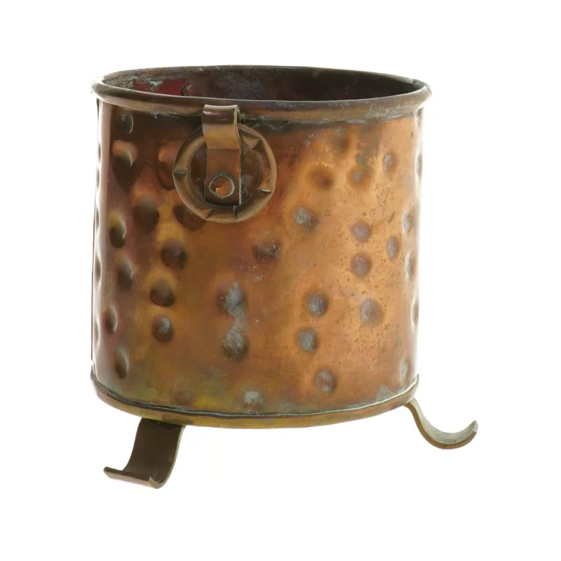 Kobber plantekrukke med ben (str. Ø 11 cm)