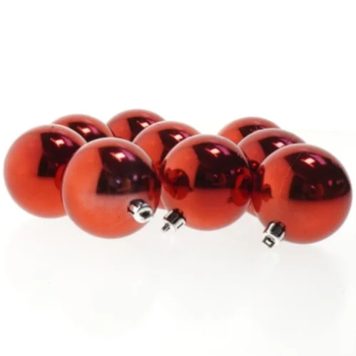 Røde julekugler (str. 9 styk)