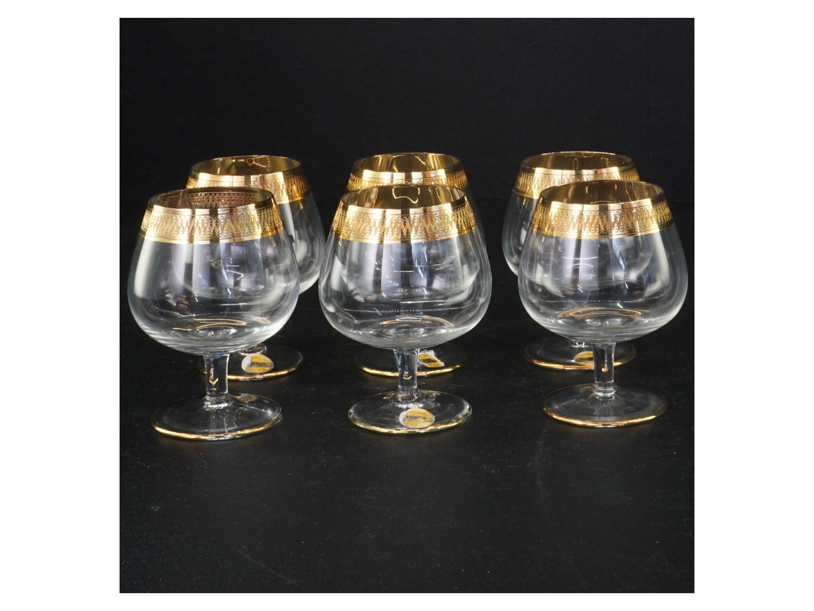 Tosca Lyngby Vintage cognacglas med guldkant fra Lyngby (str. 8 komma 5 x 6 ikomma 5 cm)