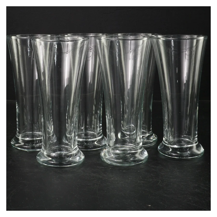 6 høje ølglas (str. Ø. 7,5 cm. længde, 16 cm. 6 styk)