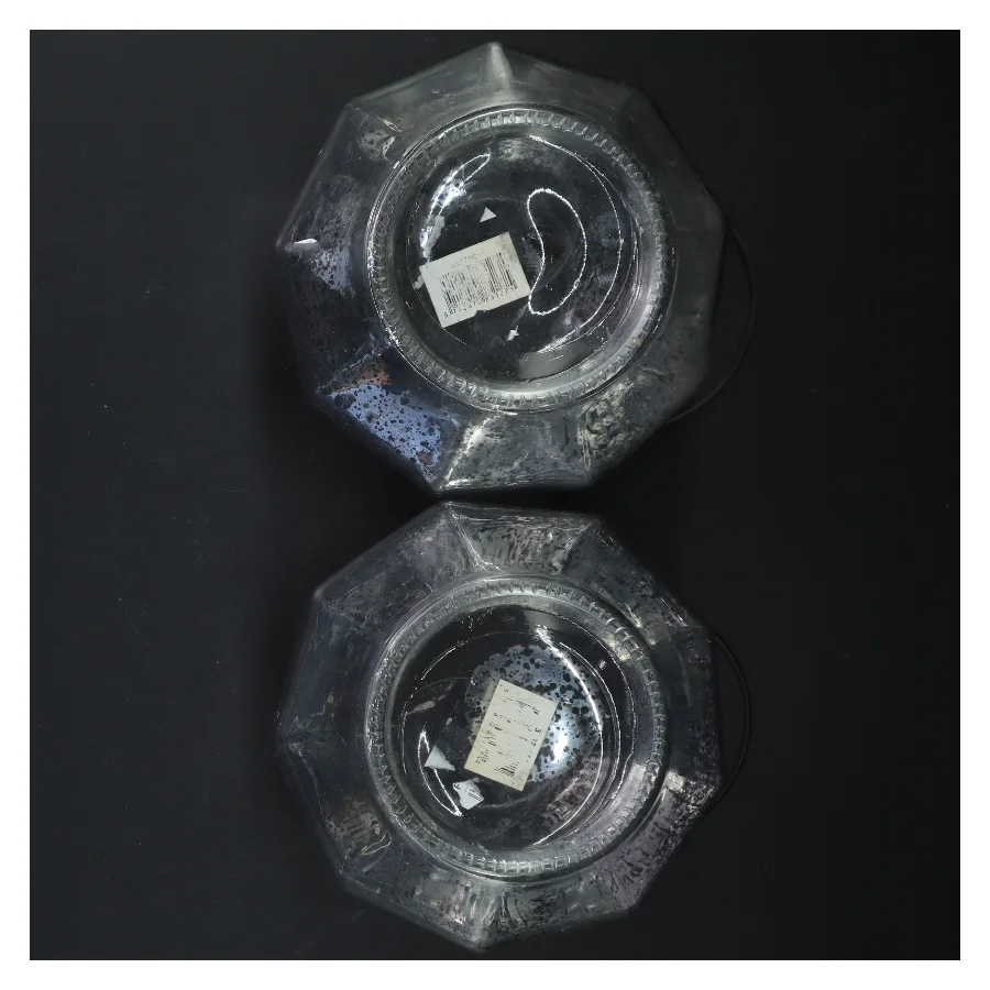 2 Glaslanterner med hank (str. Ø. 15 cm. )