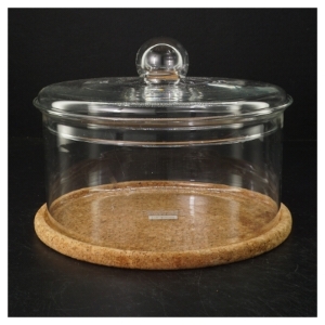 Gennemsigtigt glasfad med korkbund fra Bodum (str. Ø. 22 cm)