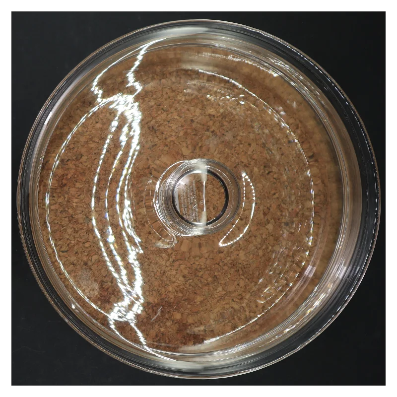 Gennemsigtigt glasfad med korkbund fra Bodum (str. Ø. 22 cm)