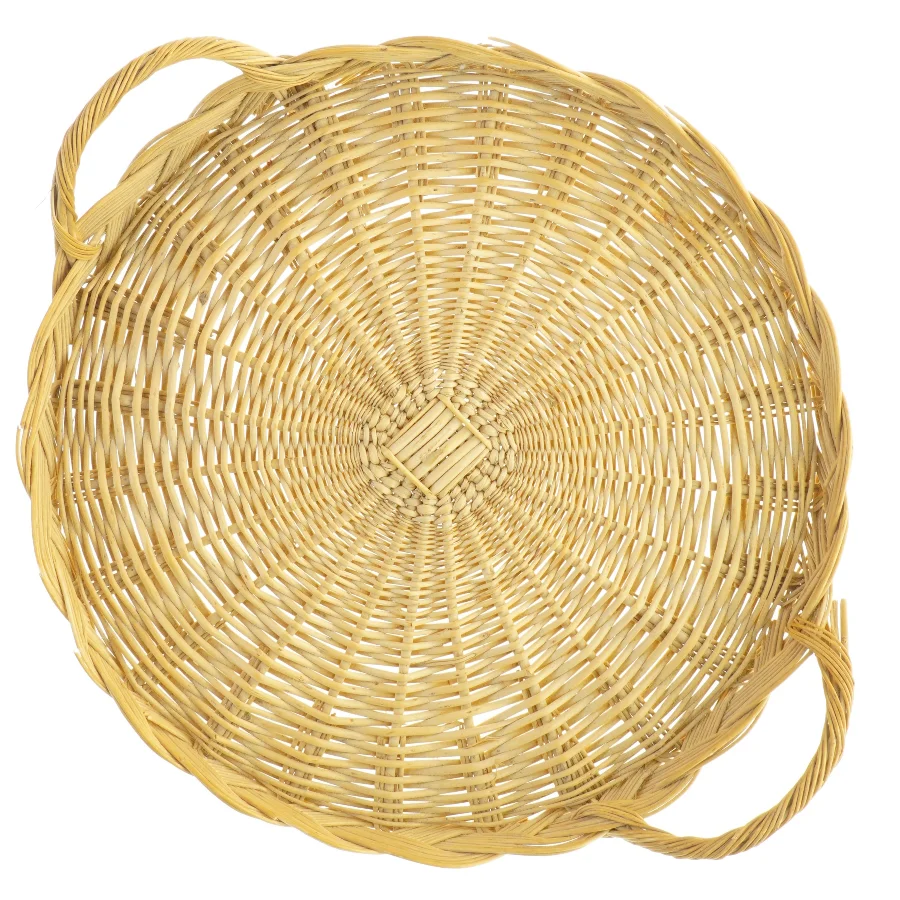 Stor Rund flettet kurv med håndtag (str. Ø 30 cm)