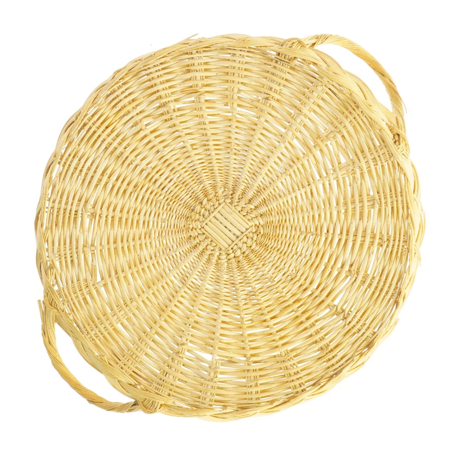 Stor Rund flettet kurv med håndtag (str. Ø 30 cm)