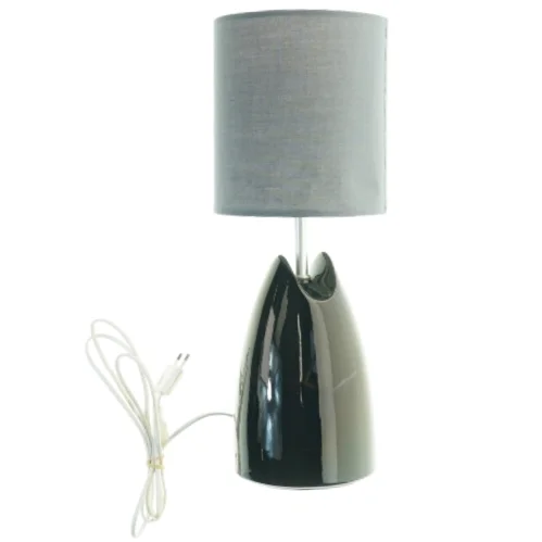 Johgus Bornholm Bordlampe med grå stofskærm og sort fod (str. 48 x 18 cm)