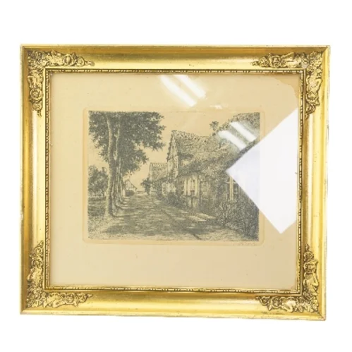 Smuk indrammet tegning (str. 36x40 cm)