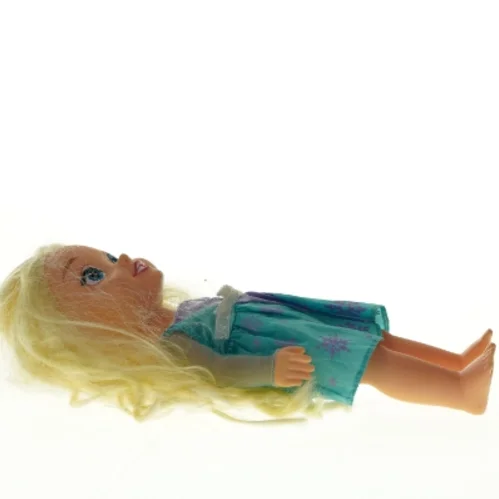 Dukke med langt gult hår og kjole (str. 32 cm)